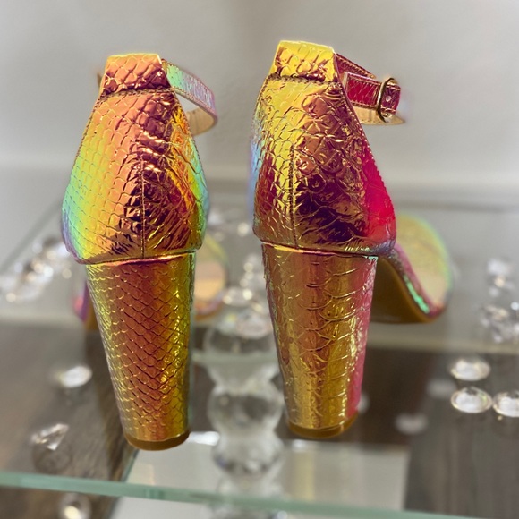 Multi colored iridescent chunky heel - Picture 3 of 4